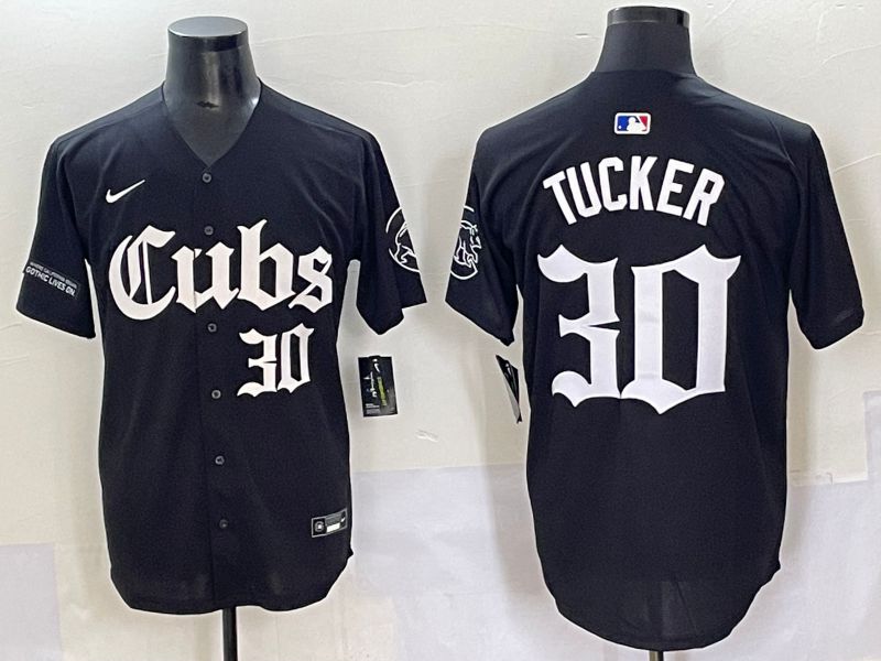 Men 2025 Chicago Cubs 30 Tucker Black Five generations Joint Name Nike MLB Jersey style 9